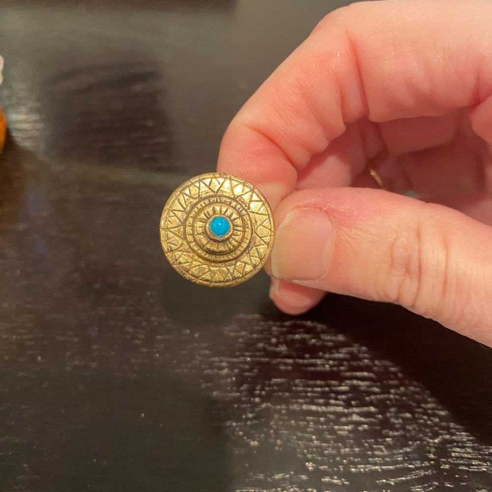 Turquoise Statement Ring Gold Plated - image 2